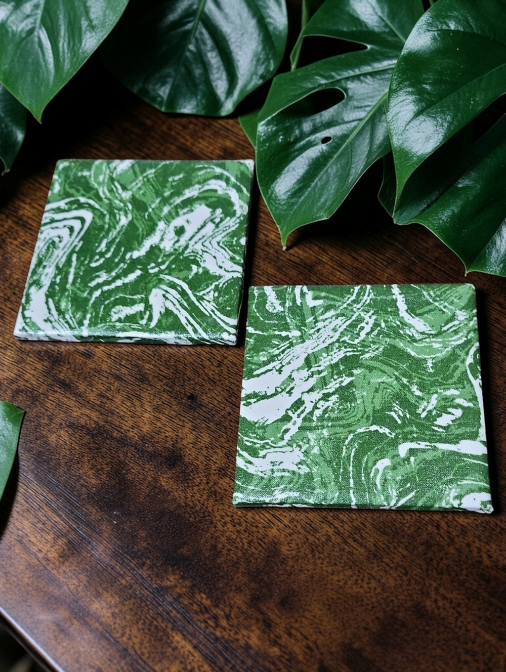 Green Marble Coaster Set